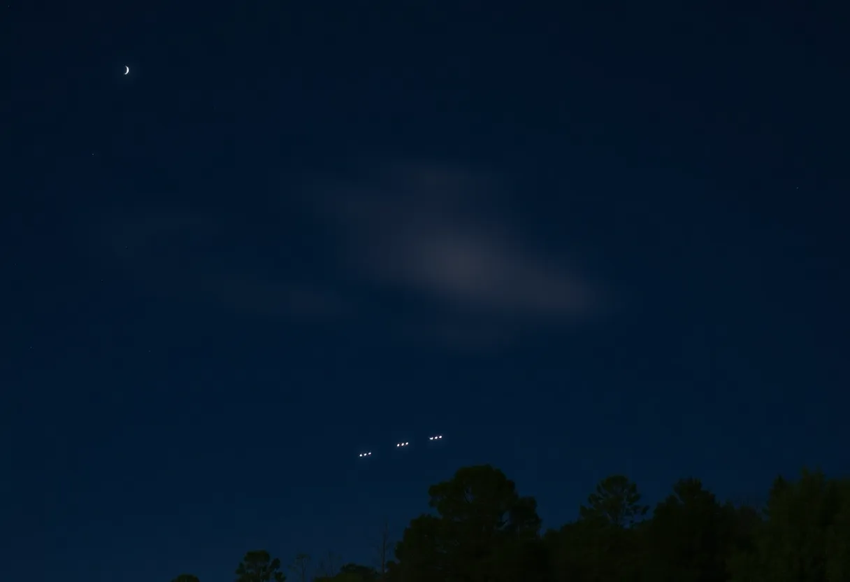 Mysterious lights in the night sky over Irmo, South Carolina