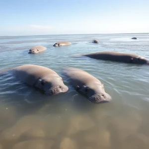 Manatees swimming in South Carolina waters