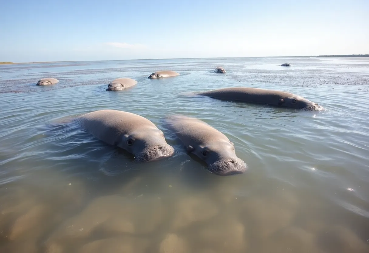 Manatees swimming in South Carolina waters