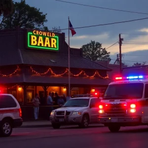 Crowd outside a bar in South Carolina after a mass shooting