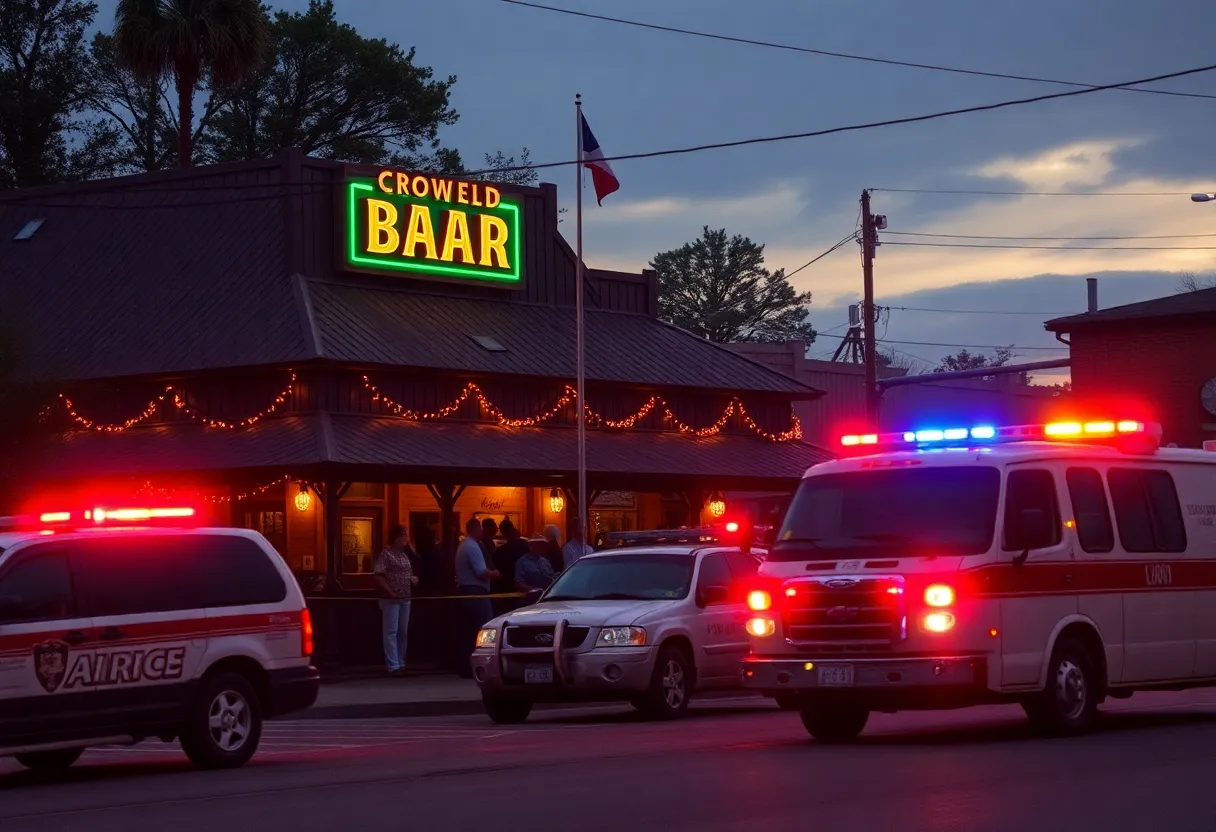 Crowd outside a bar in South Carolina after a mass shooting