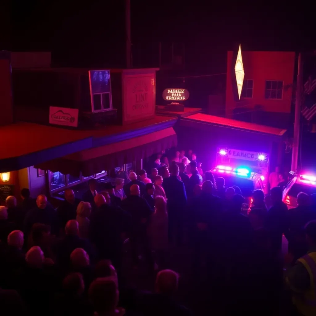 Emergency scene after mass shooting at Willie's Bar and Grill