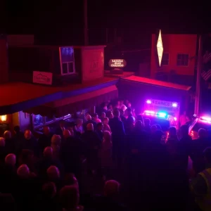 Emergency scene after mass shooting at Willie's Bar and Grill