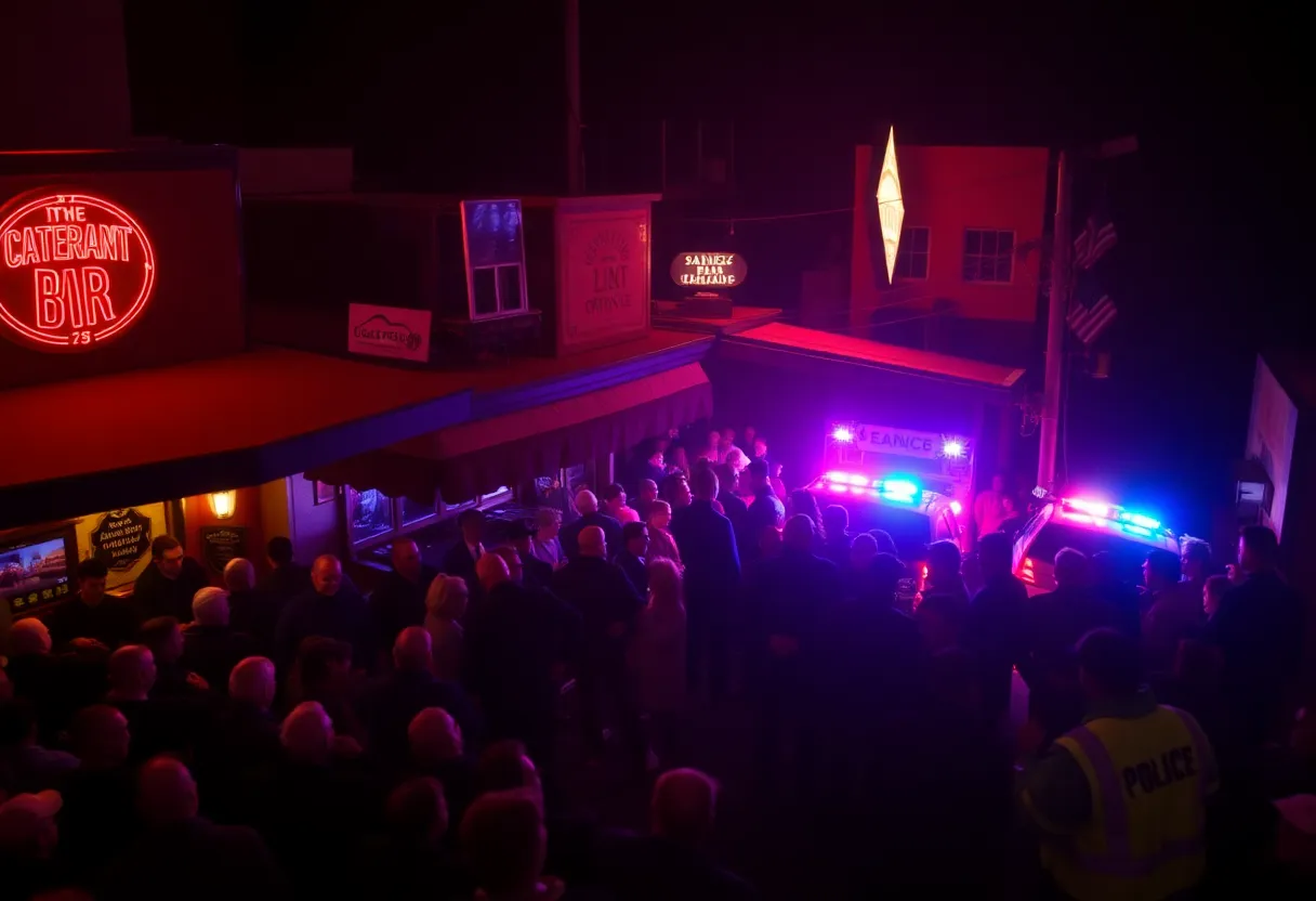 Emergency scene after mass shooting at Willie's Bar and Grill