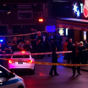 Scene of a mass shooting at Willie’s Bar and Grill with police and emergency services.