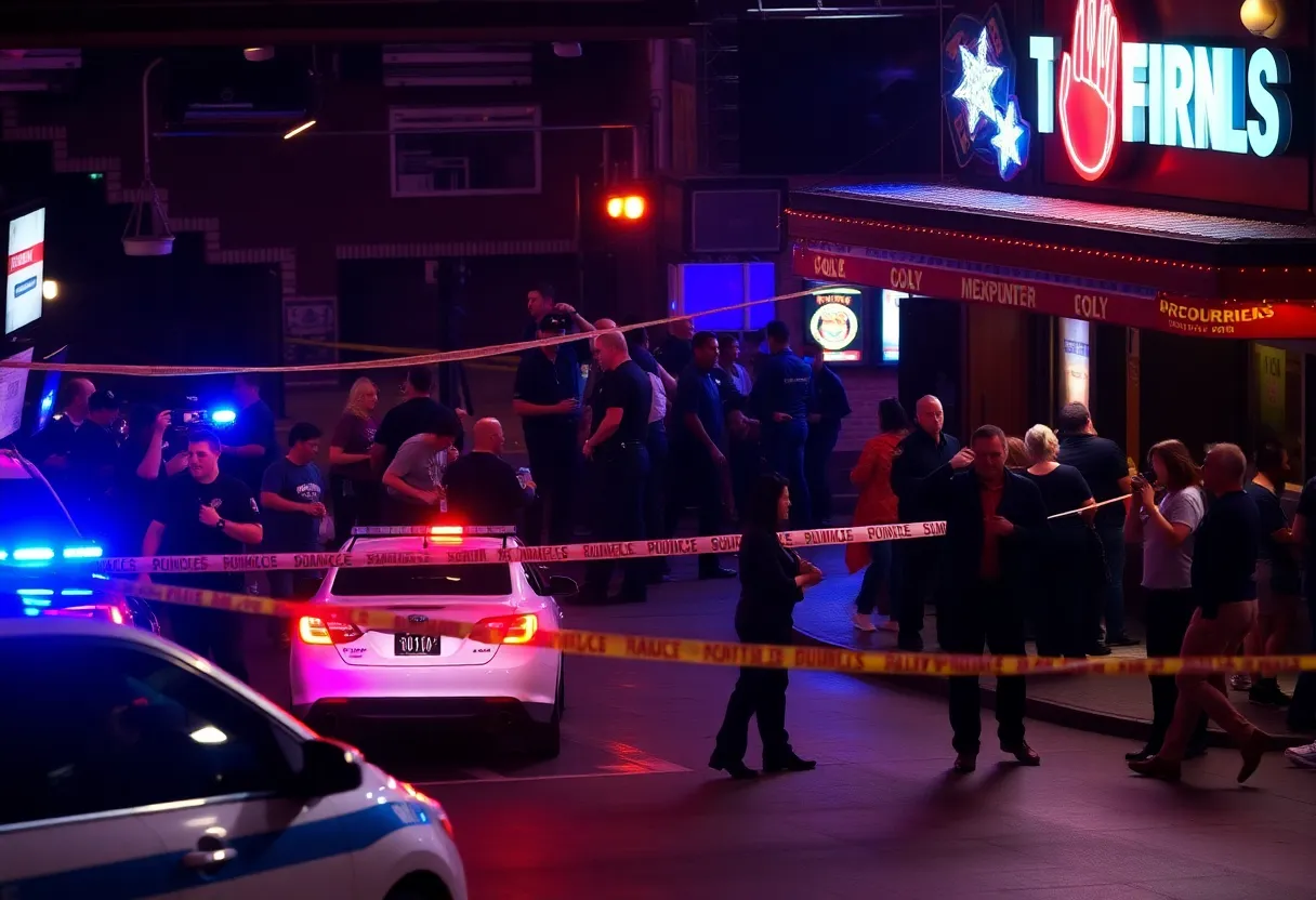 Scene of a mass shooting at Willie’s Bar and Grill with police and emergency services.