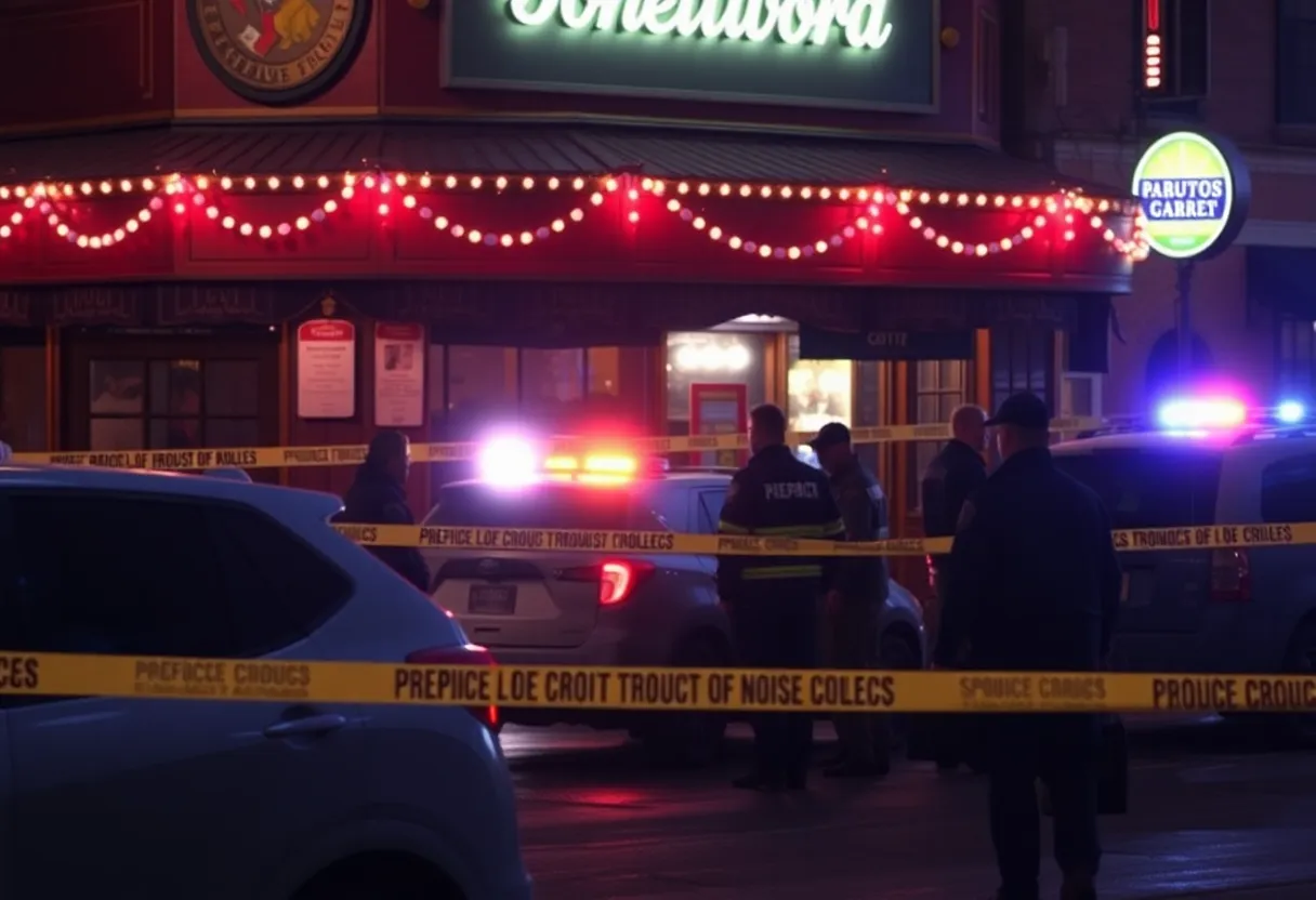 Emergency responders at Willie’s Bar and Grill after a mass shooting.