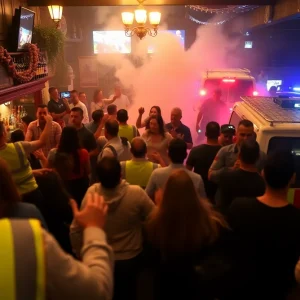 Emergency responders at the location of the mass shooting.