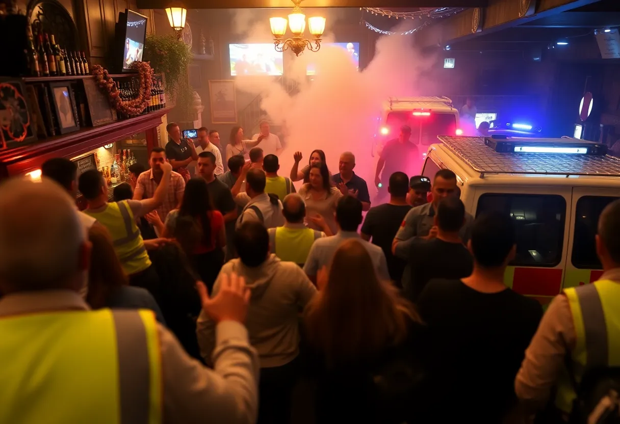 Emergency responders at the location of the mass shooting.