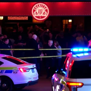 Scene of chaos and emergency response at a bar shooting incident