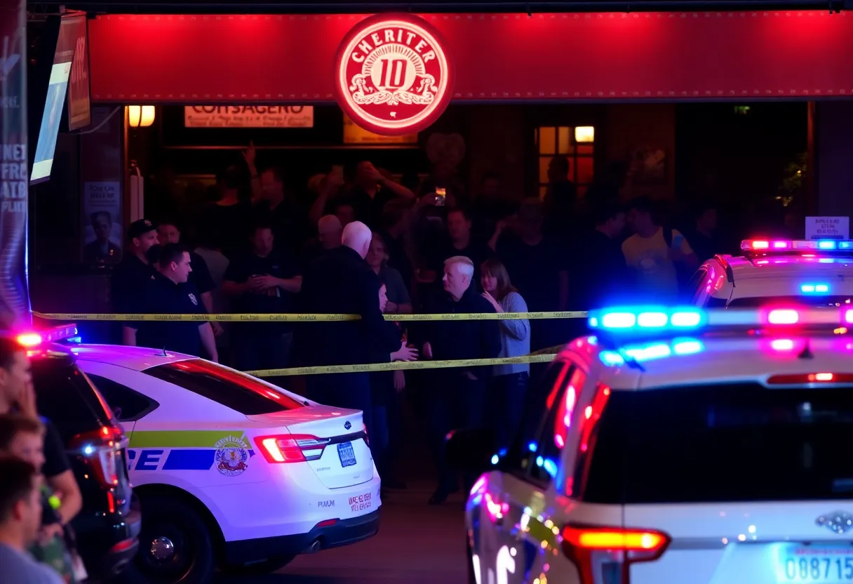 Scene of chaos and emergency response at a bar shooting incident