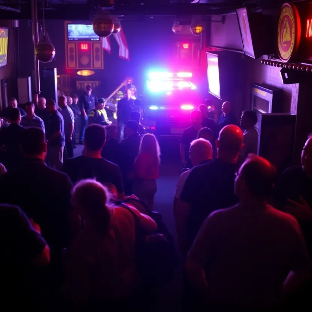 Emergency responders at a bar shooting scene