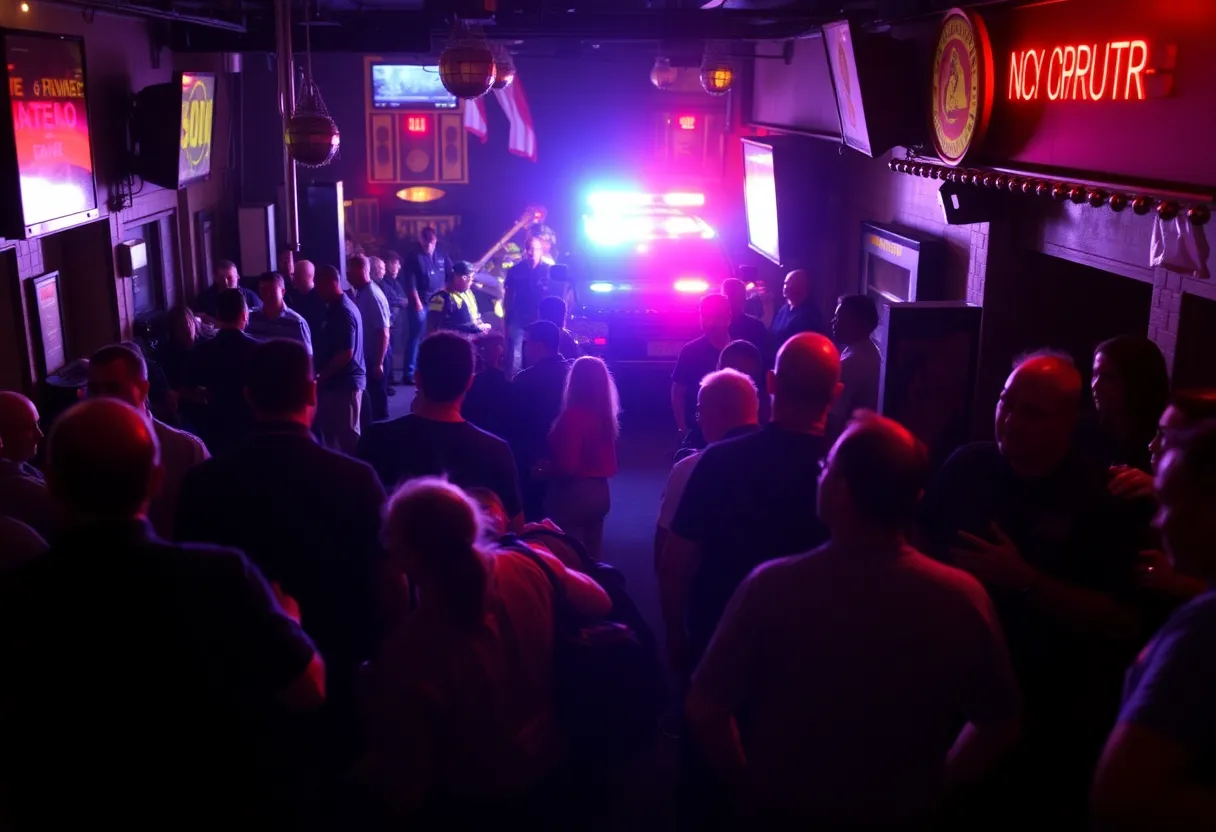 Emergency responders at a bar shooting scene