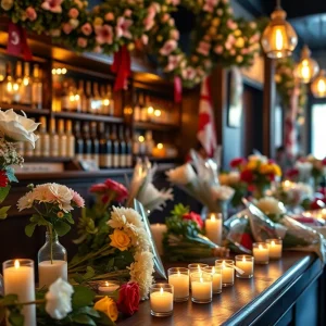 Memorial at Willie's Bar and Grill for victims of the mass shooting