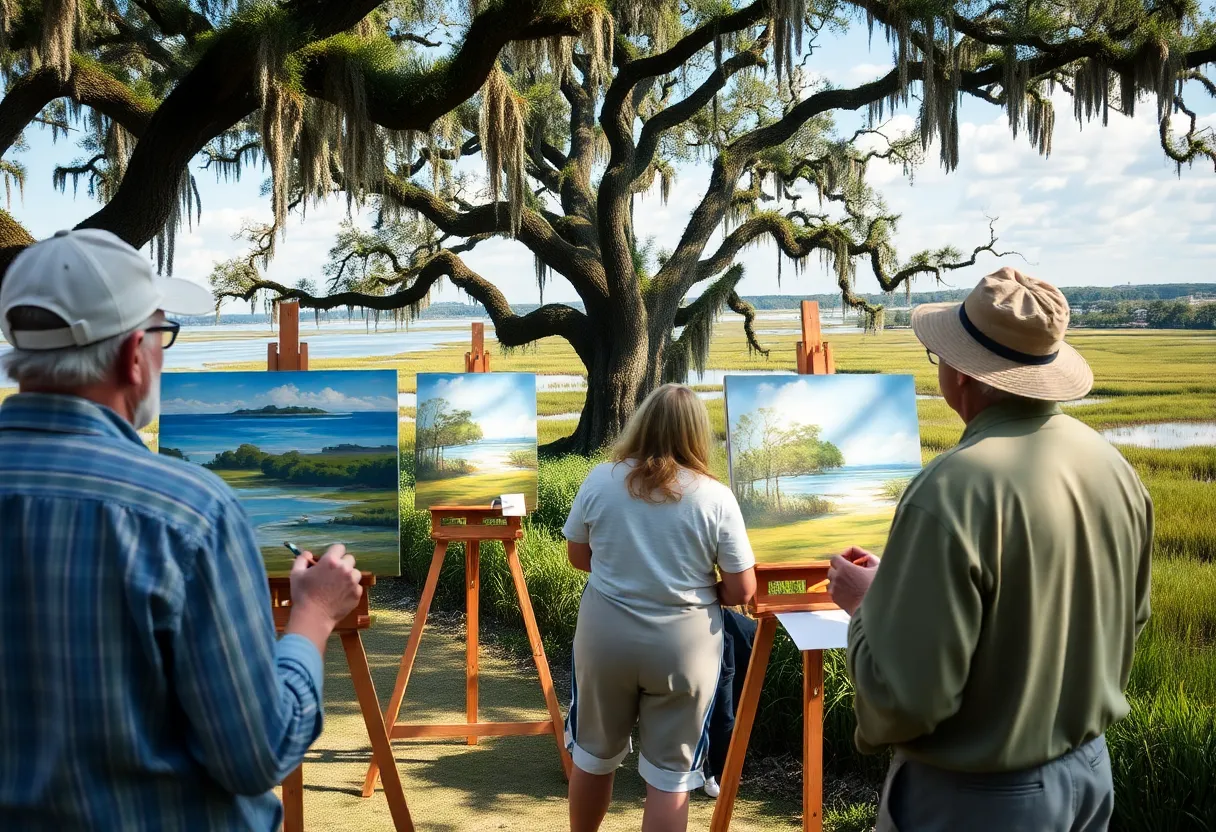 Artists participating in the Plein Air Invitational capturing the beauty of Port Royal