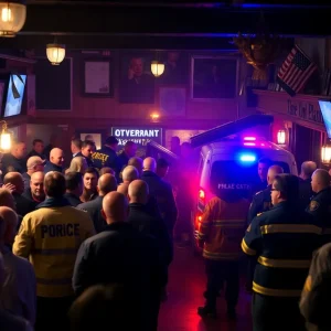 Emergency responders at the scene of the shooting incident at Willie's Bar and Grill