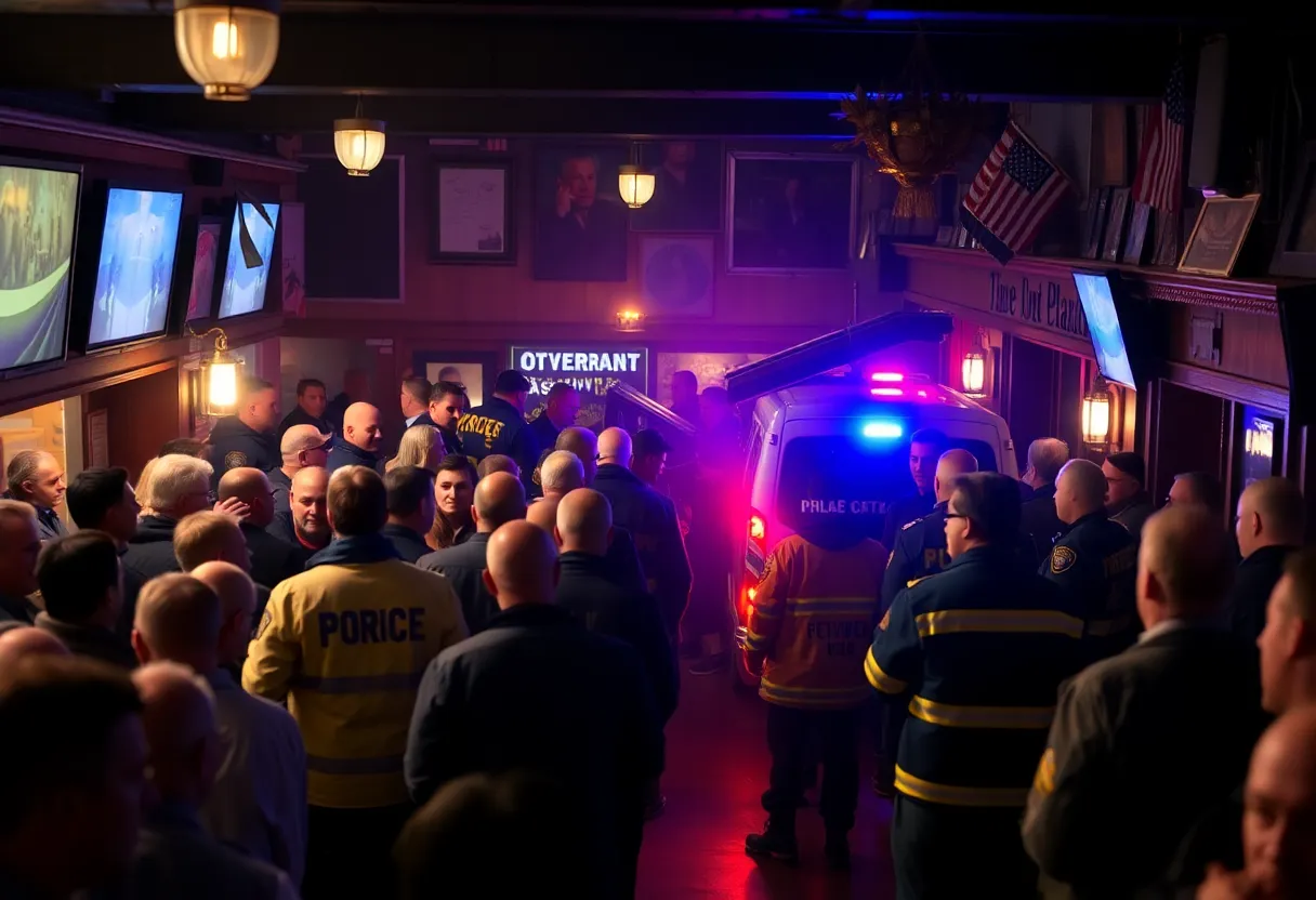 Emergency responders at the scene of the shooting incident at Willie's Bar and Grill