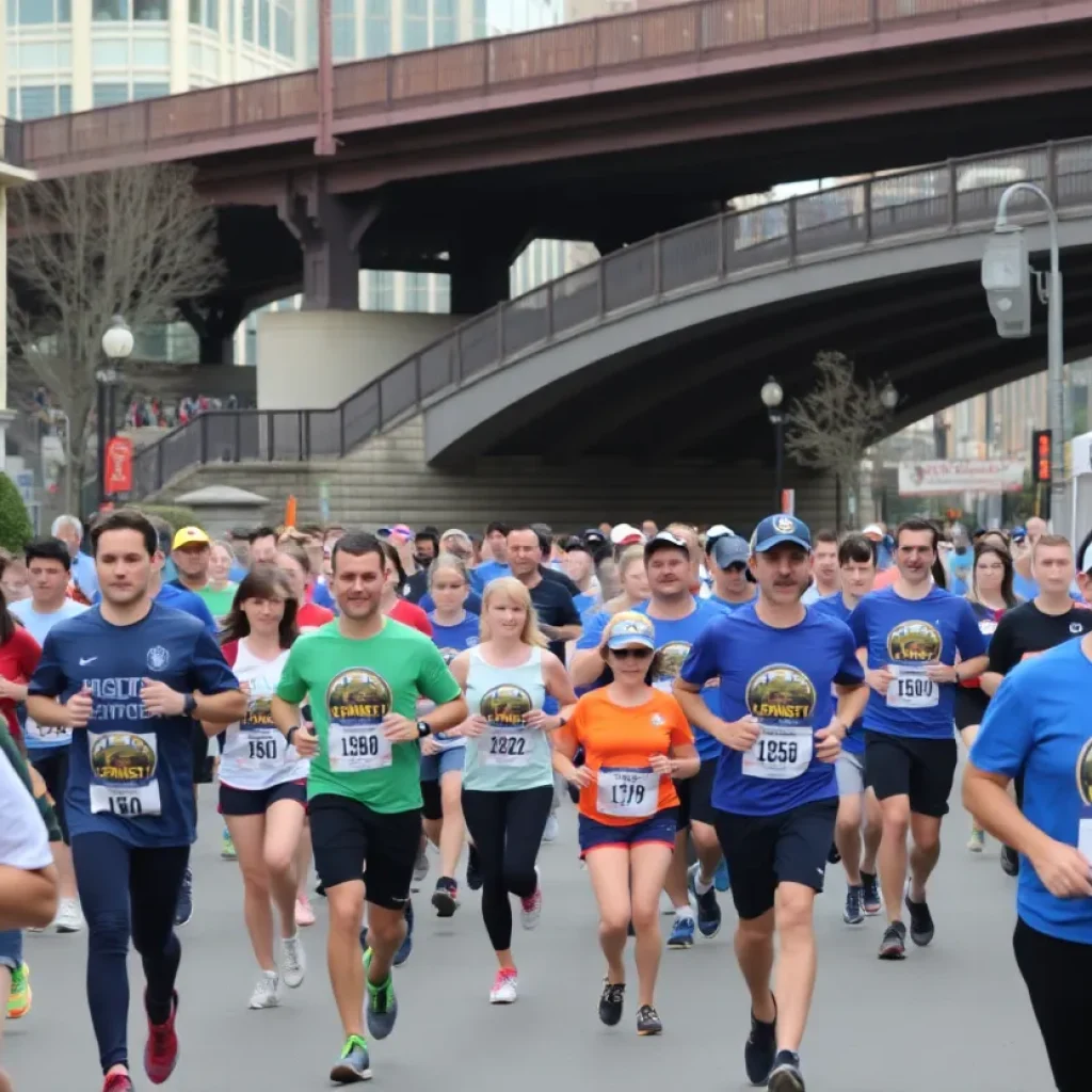 Participants at the Swing Bridge Run in historic Beaufort