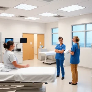 Nursing students practicing in a simulation lab at USC Beaufort