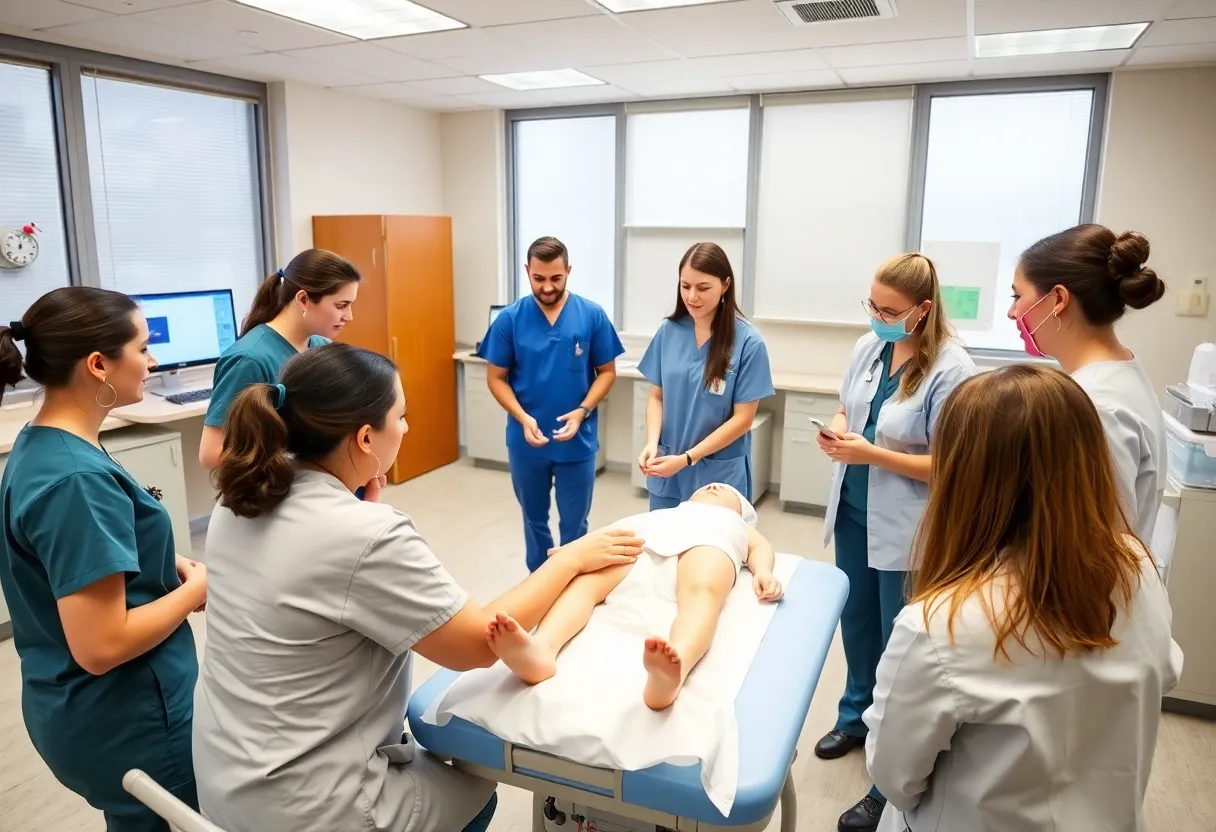 Nursing students practicing in a simulation lab at USC Beaufort