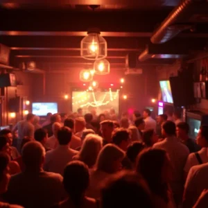 Interior of Willie’s Bar and Grill, crowded with patrons during an event before the shooting.