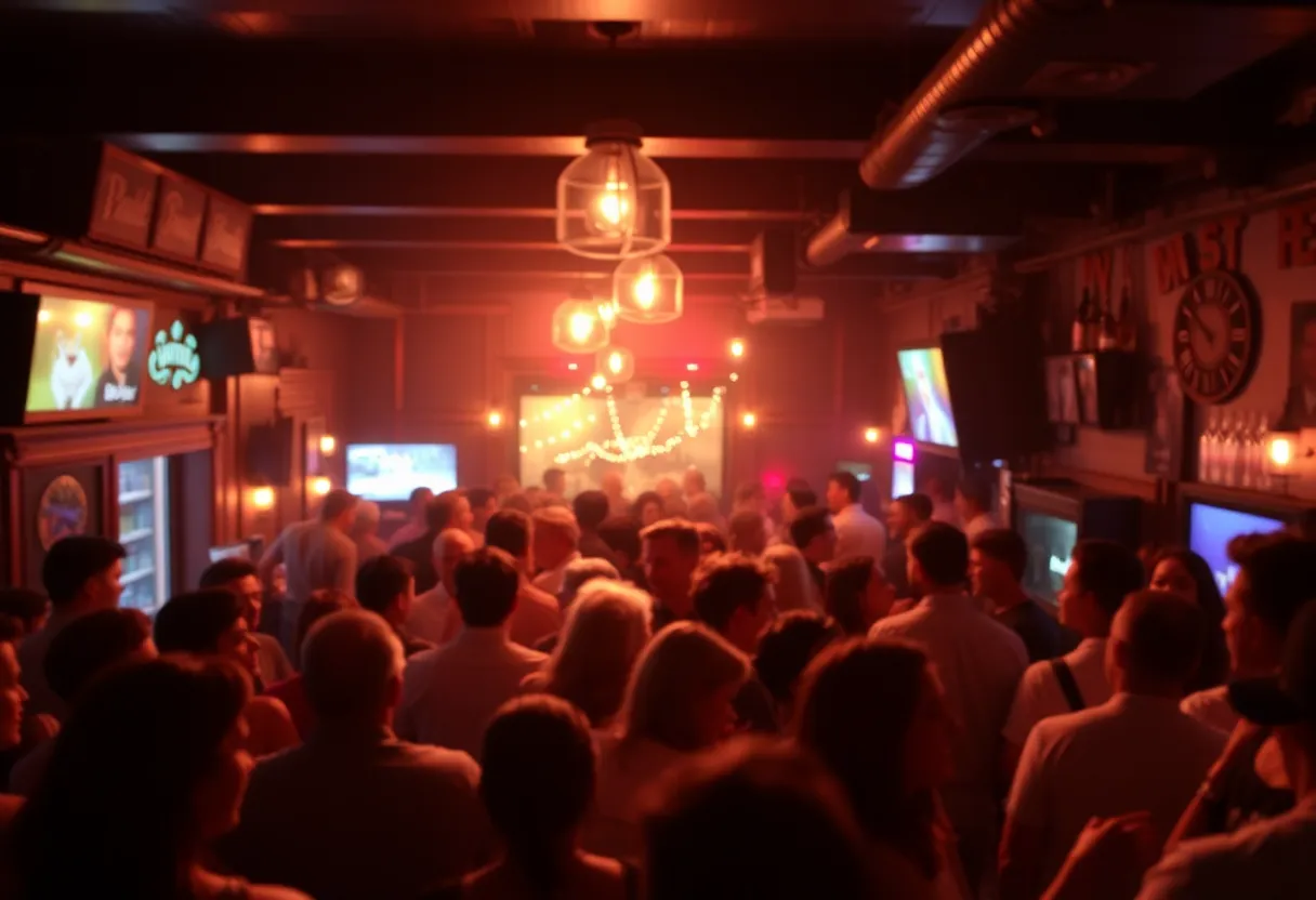 Interior of Willie’s Bar and Grill, crowded with patrons during an event before the shooting.