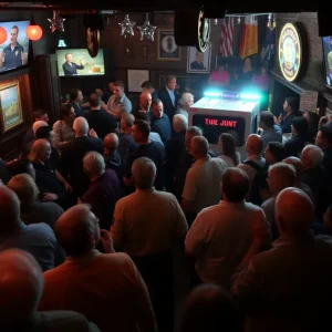 Emergency response personnel at the scene of a shooting outside a bar