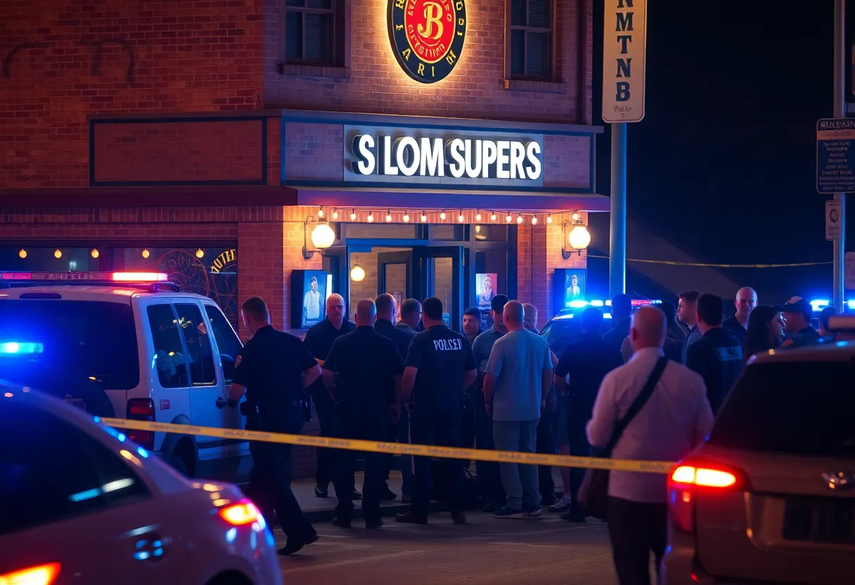 Emergency responders attending to the scene of the mass shooting at Willie’s Bar and Grill