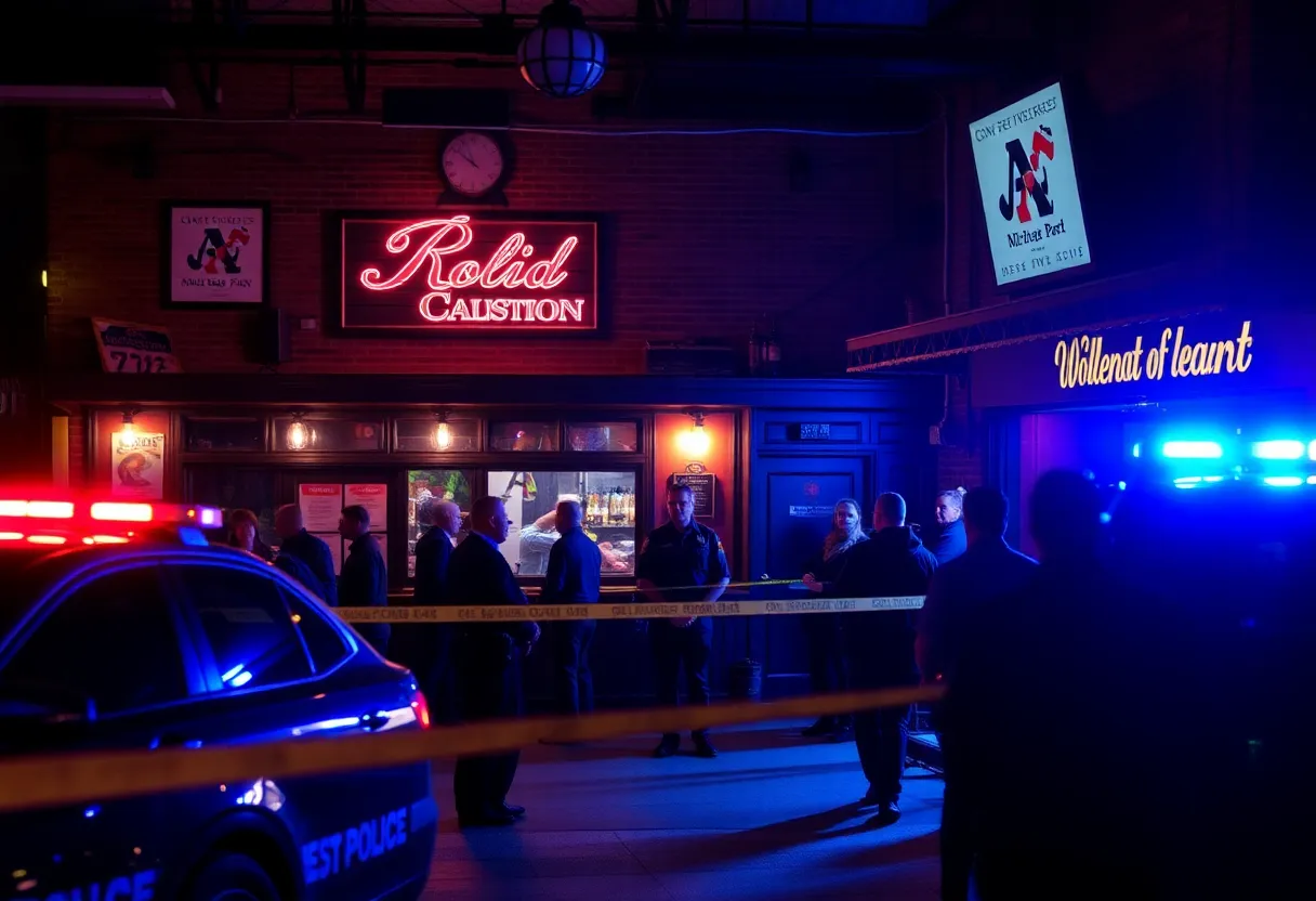 Scene at Willie’s Bar and Grill following a mass shooting.