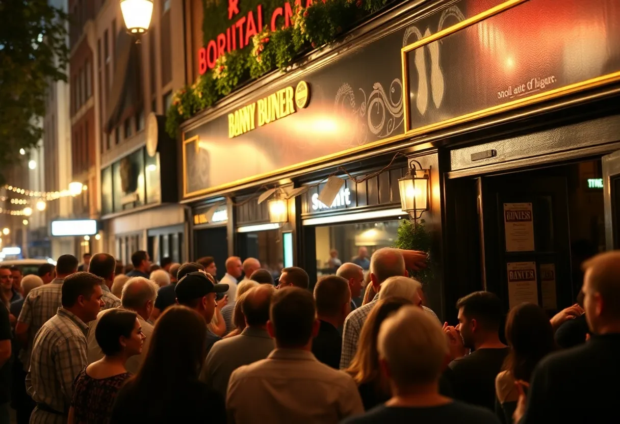Crowd gathered outside Willie's Bar and Grill before the shooting incident.