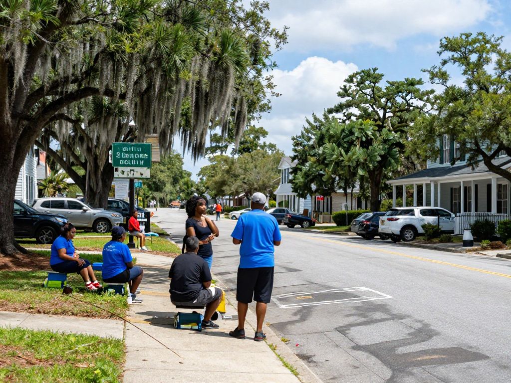 A serene neighborhood in Beaufort, South Carolina, representing community support.