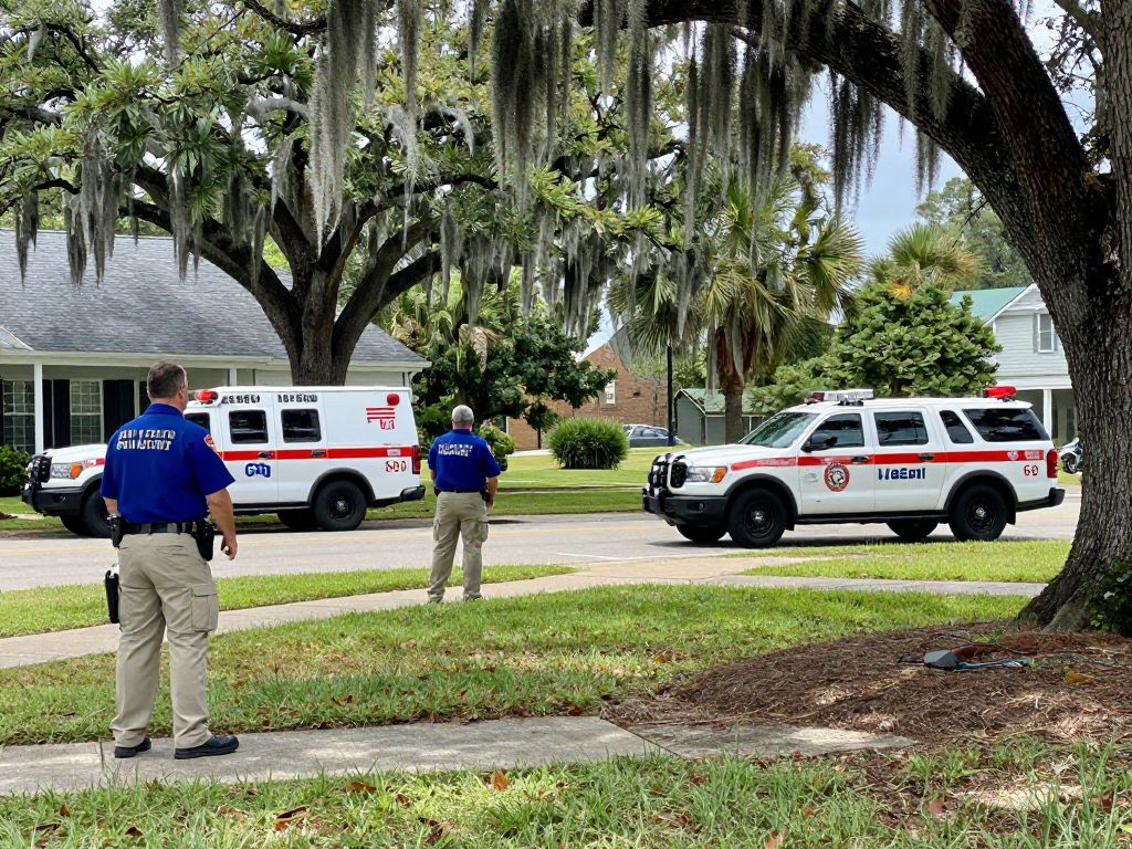 Emergency services in action in Beaufort County, South Carolina