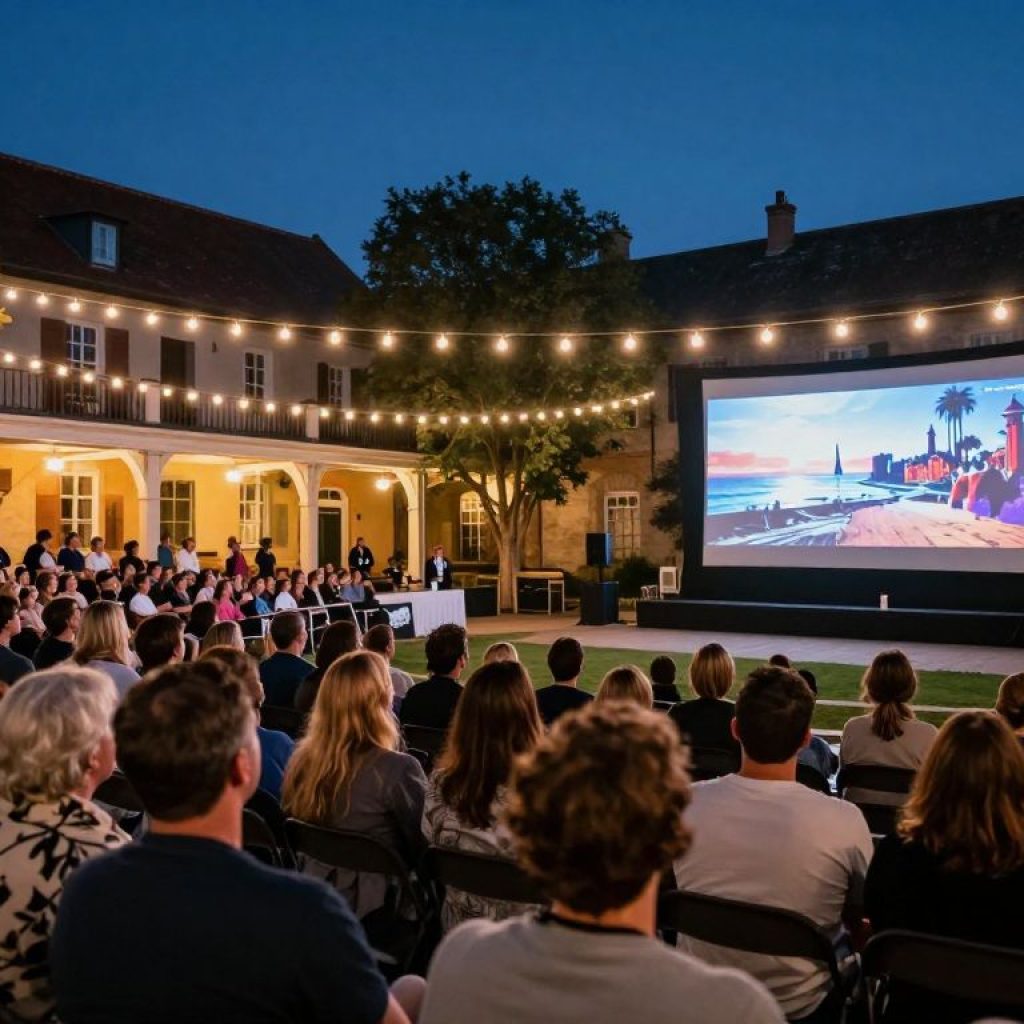 Audience enjoying a movie at the Beaufort International Film Festival