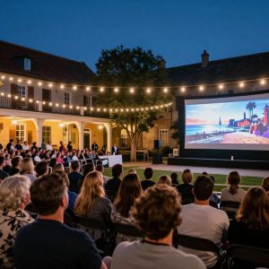 Audience enjoying a movie at the Beaufort International Film Festival