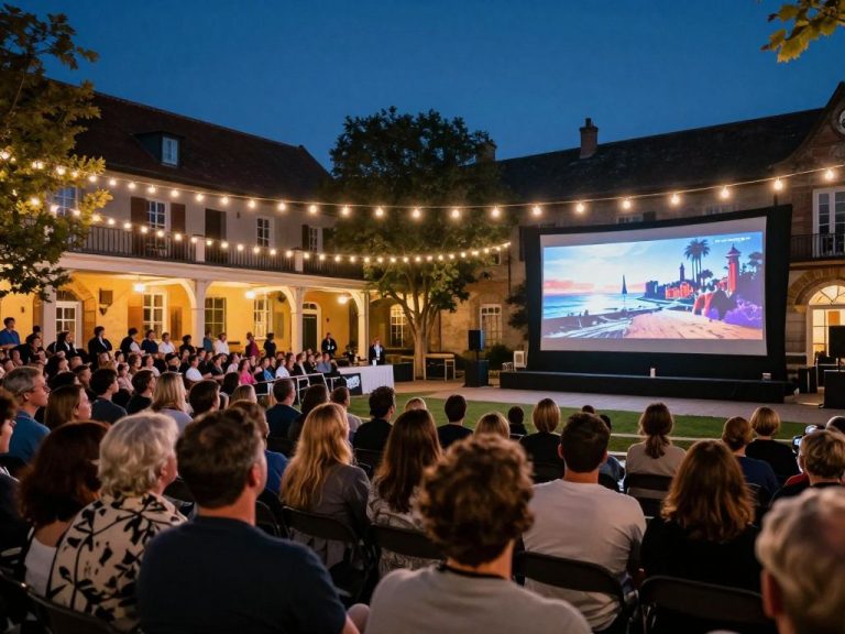 Audience enjoying a movie at the Beaufort International Film Festival