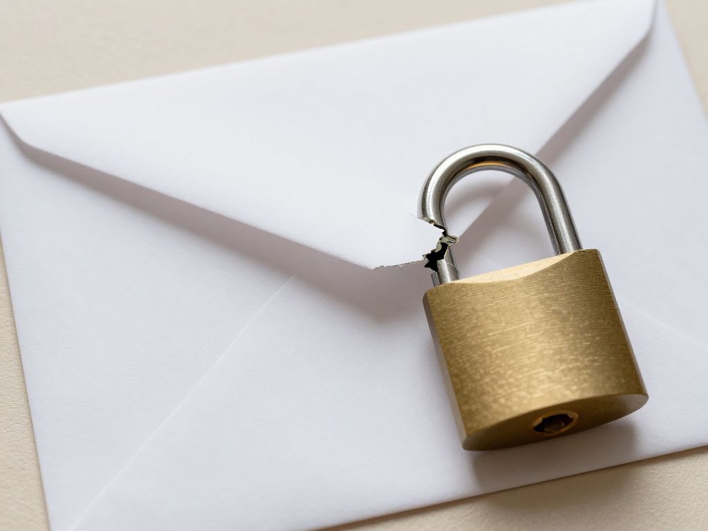 An illustration of a broken lock and an envelope representing mail security issues