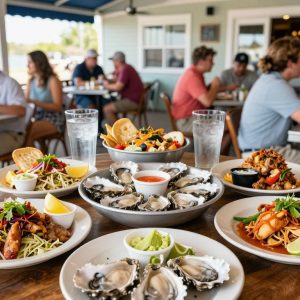 A variety of local dishes featured during the Beaufort Oyster Festival