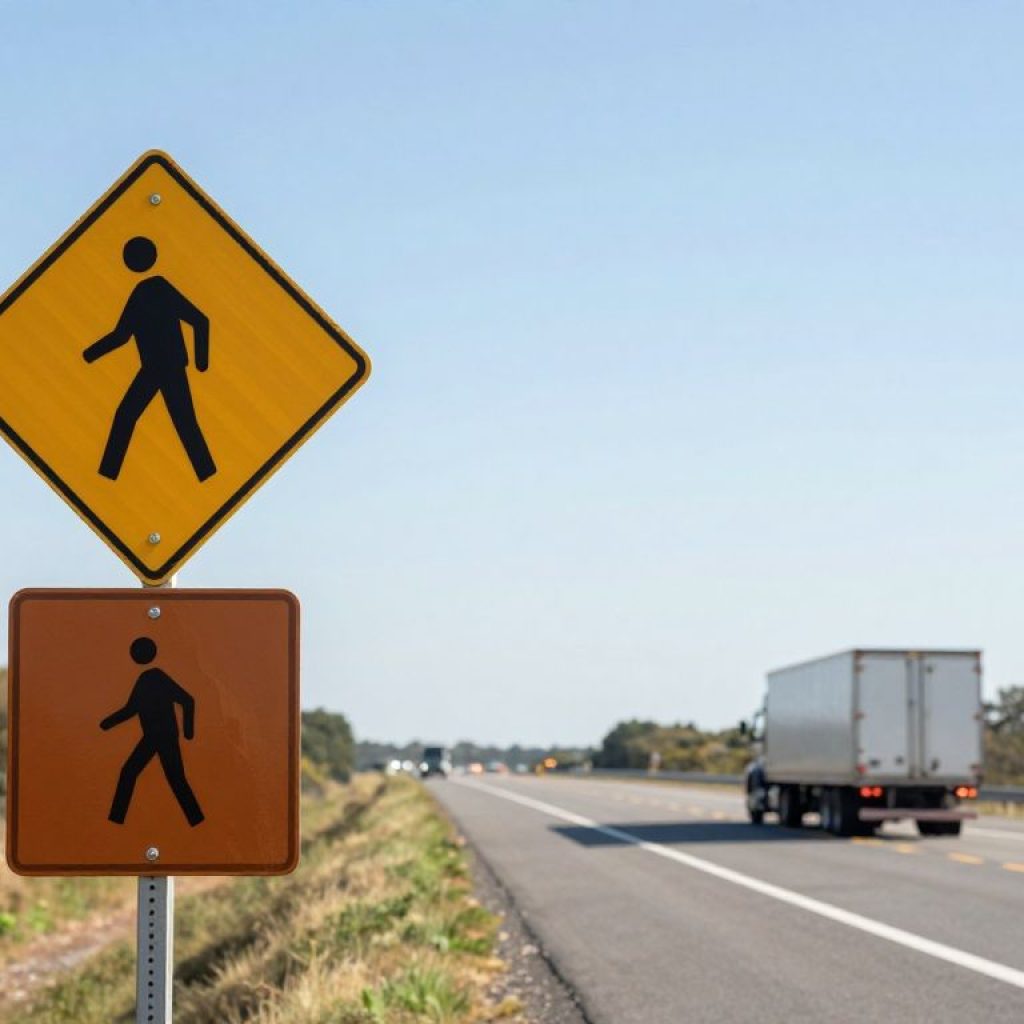 Image highlighting the importance of highway safety with signs and road views