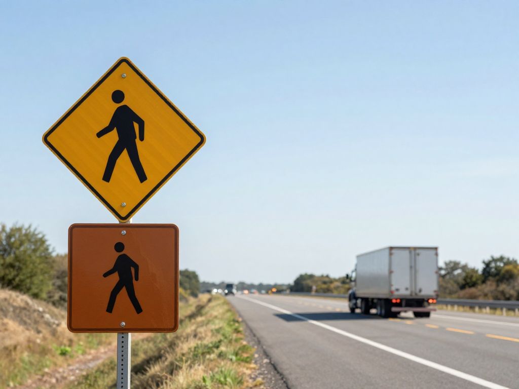 Image highlighting the importance of highway safety with signs and road views