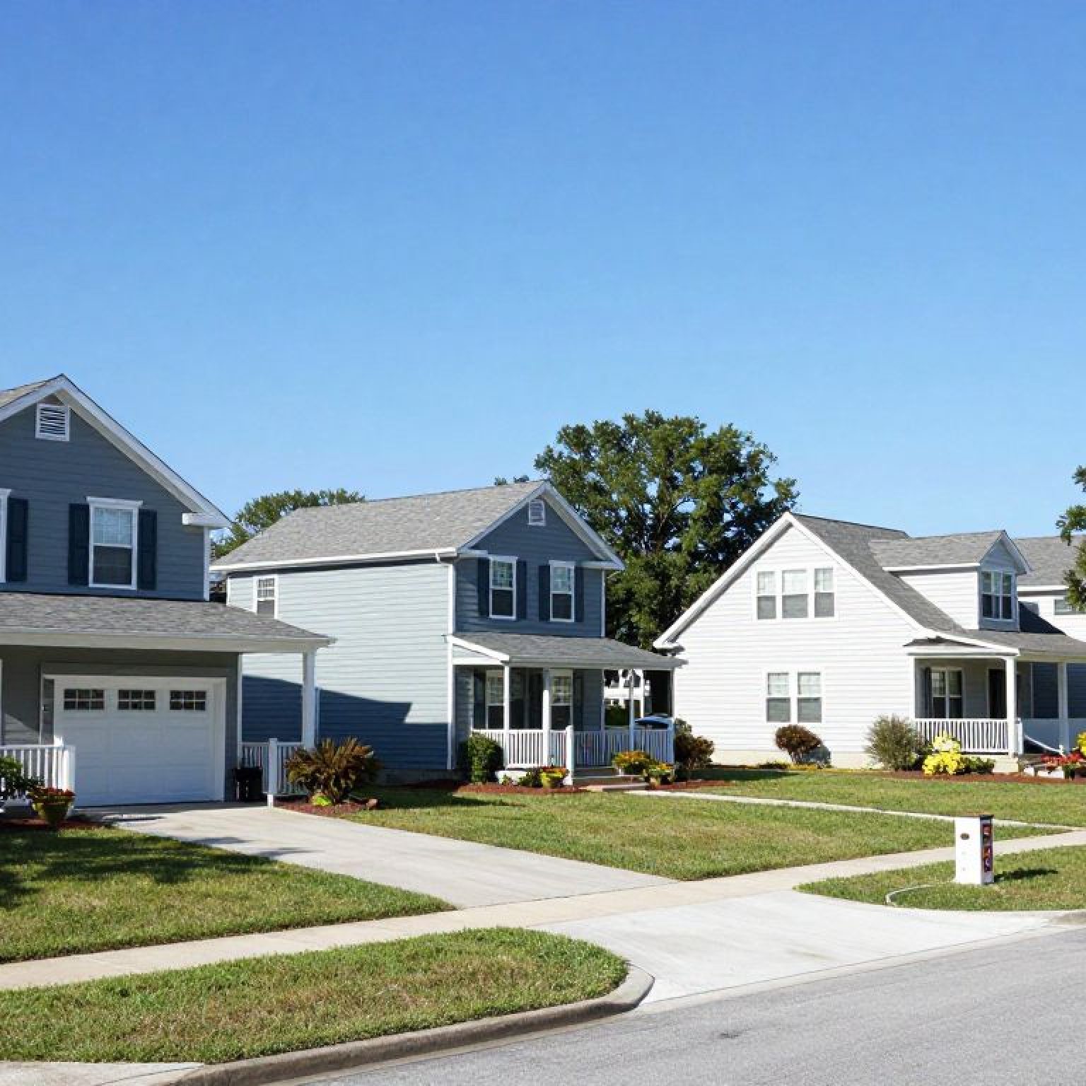 A serene Bluffton neighborhood with houses representing community safety.