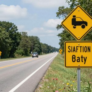 Bluffton Parkway showcasing road safety signs and a clear road.