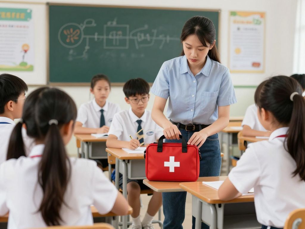 Students discussing emergency response procedures in a classroom