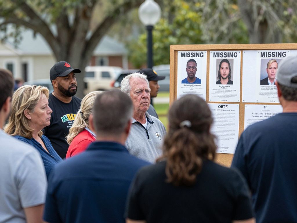Community members looking for a missing person in Beaufort
