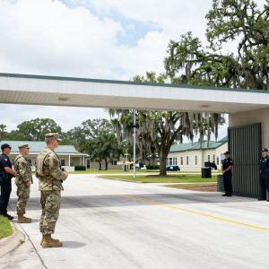 Law enforcement activity at a military base in Beaufort, SC.