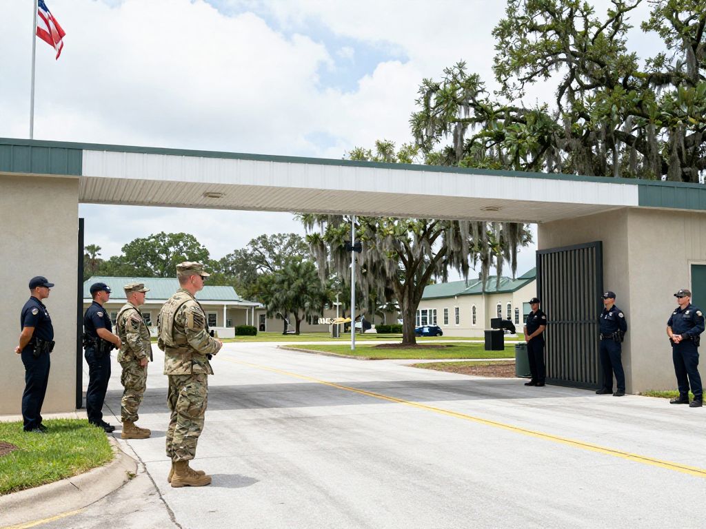 Law enforcement activity at a military base in Beaufort, SC.