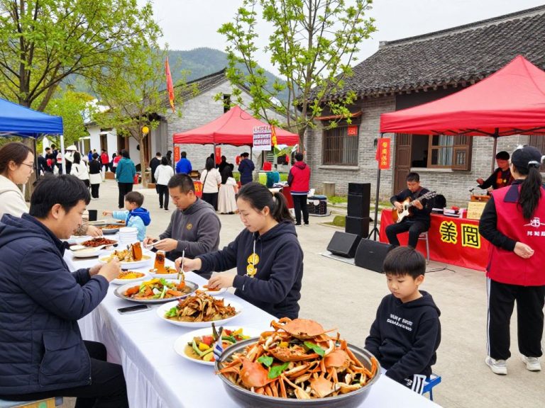 Festival visitors enjoying soft shell crab dishes and live performances in Port Royal.