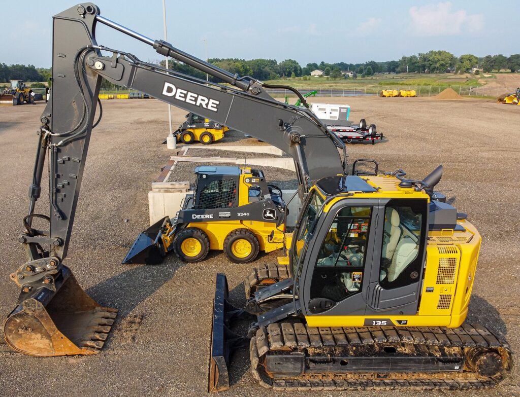 Excavator digging on a work site